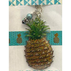 Pineapple Pendant Necklace 24" Silver Chain Fresh Water Pearl Coastal Surf Tiki